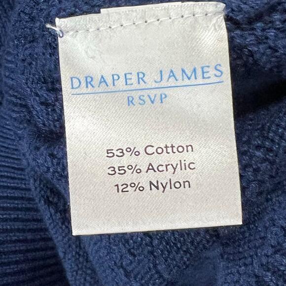 Draper James Annabelle Womens S Navy Blue Puff Sleeve Knitwear Preppy Coastal - Picture 12 of 14